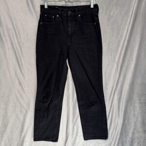 GAP Jeans Womens 0P Black Sky High Straight High Rise‎ Denim Petite High Waist